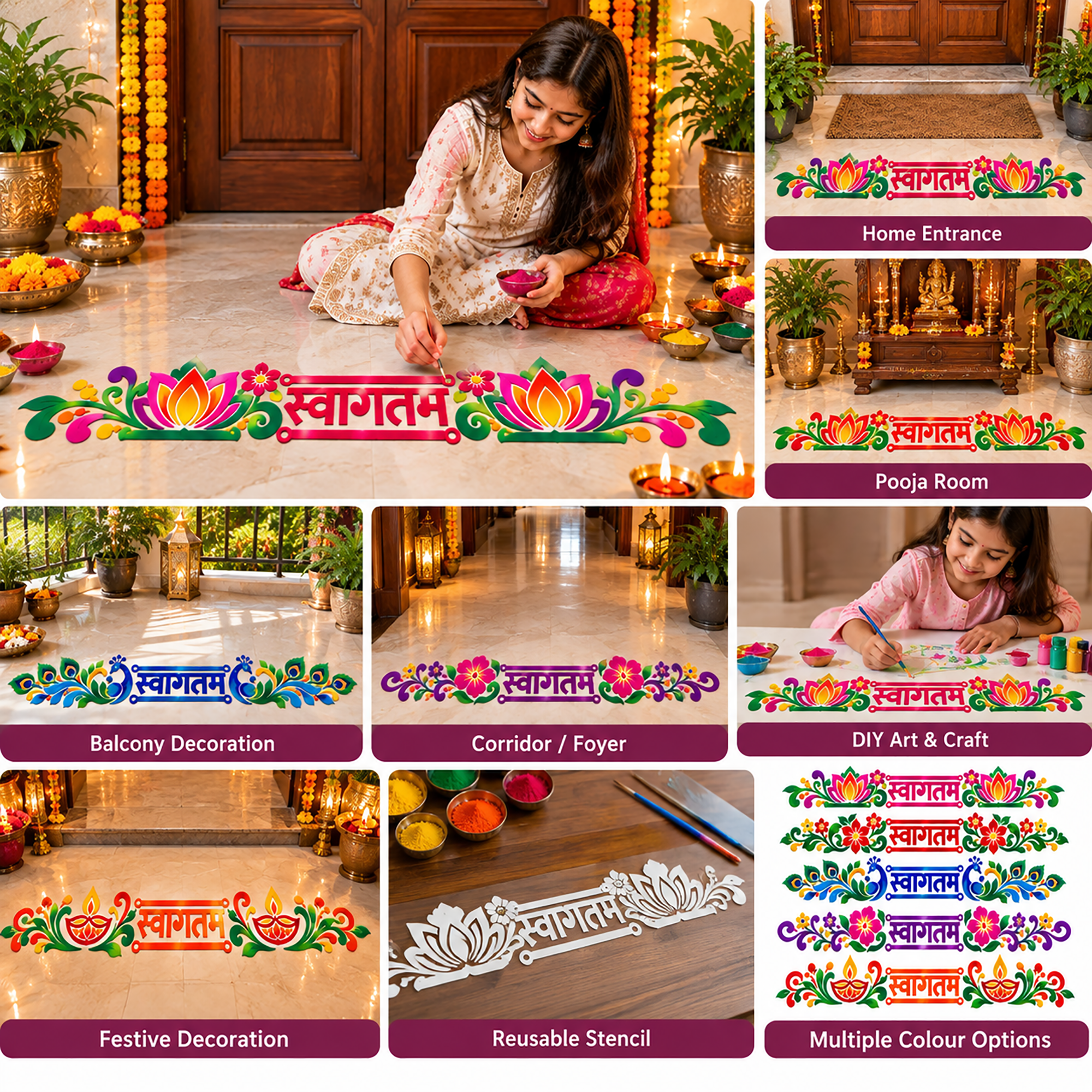 peacock rangoli pattern for creative floor art