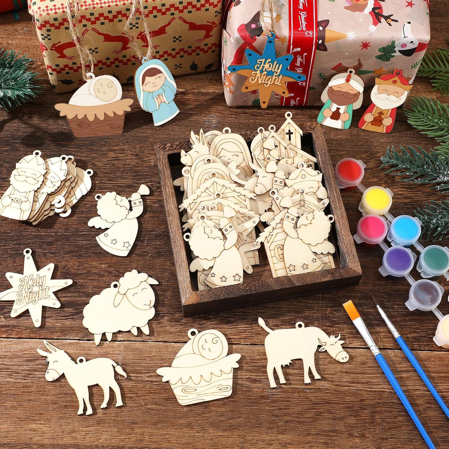 laser cut christmas nativity wood blanks