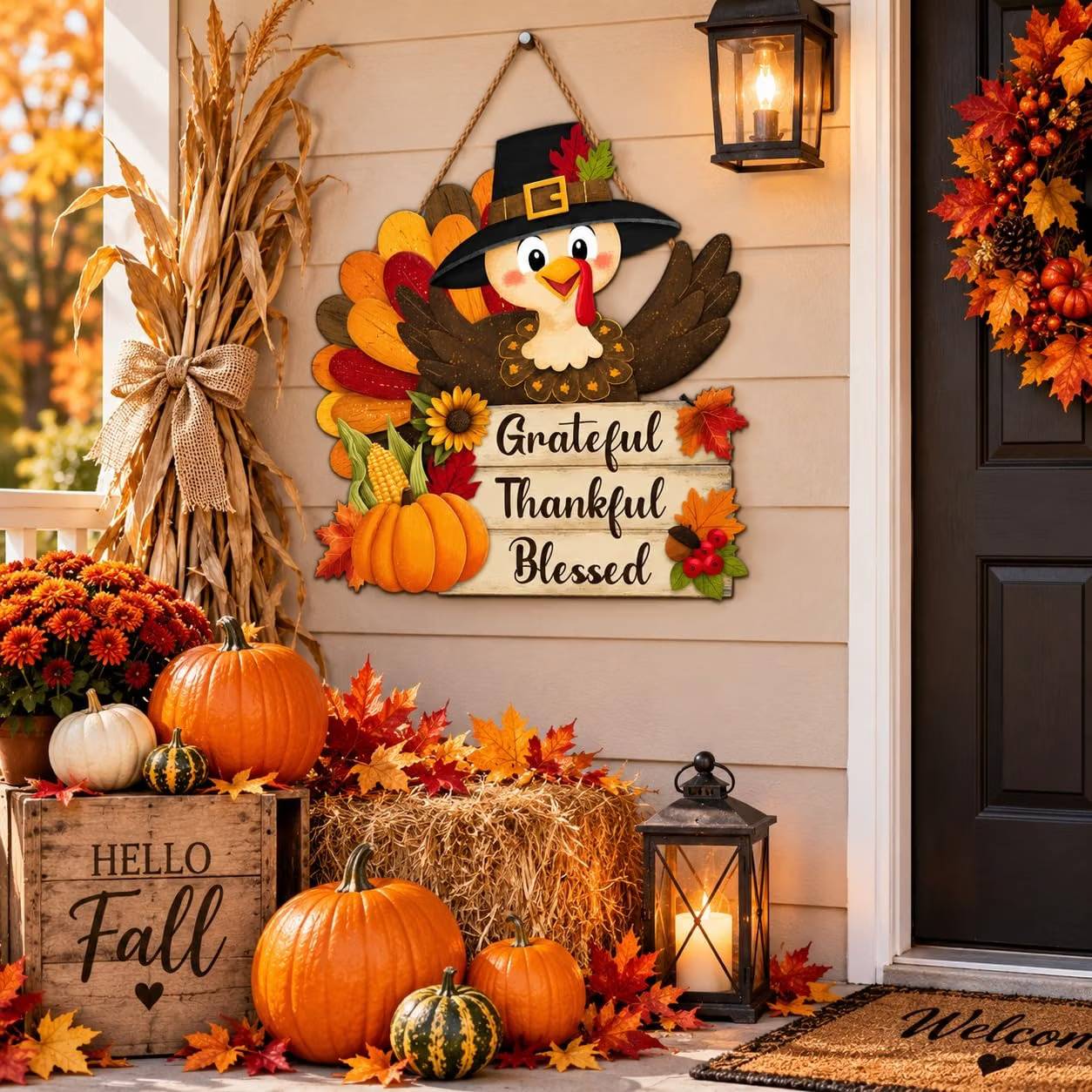turkey thanksgiving hanging sign