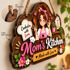 Wooden kitchen sign with loving quote