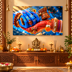 Shiva Parvati blessing hands wall hanging