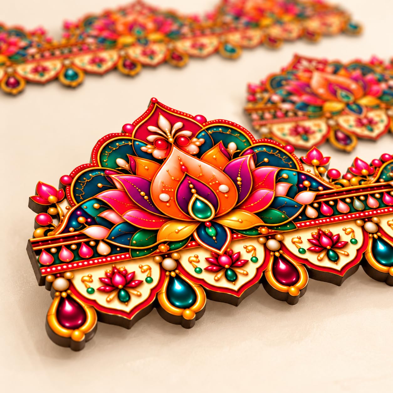 festive entrance decor lotus pattern