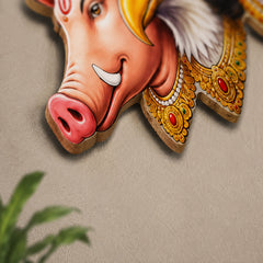 American Elm Panchmukhi Hanuman MDF Wall Décor HD Printed Vinyl with Matte Lamination Ready to Hang Wooden Wall Hanging