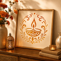 diya painting template for wood coaster and wall art