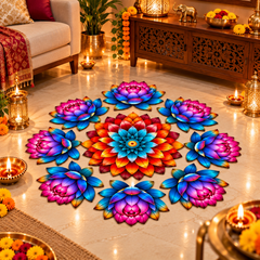 Lotus flower rangoli for festive home decoration