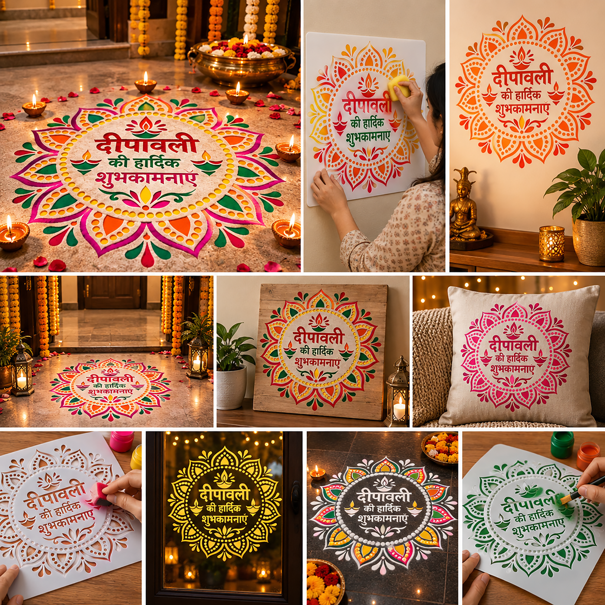 reusable diwali rangoli stencil for diy craft