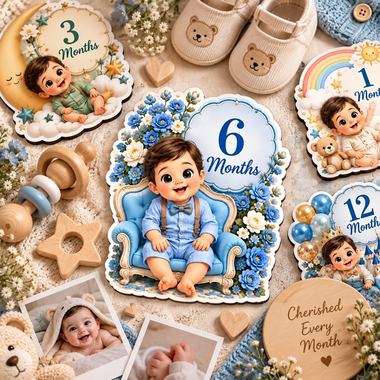 Baby milestone cards for newborn photography props