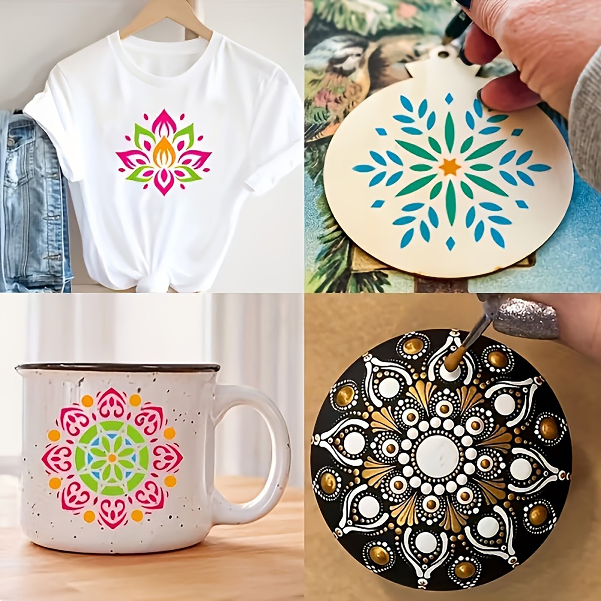 rock painting mandala stencils for diwali crafts