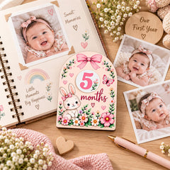 Baby monthly milestone board with bunny design
