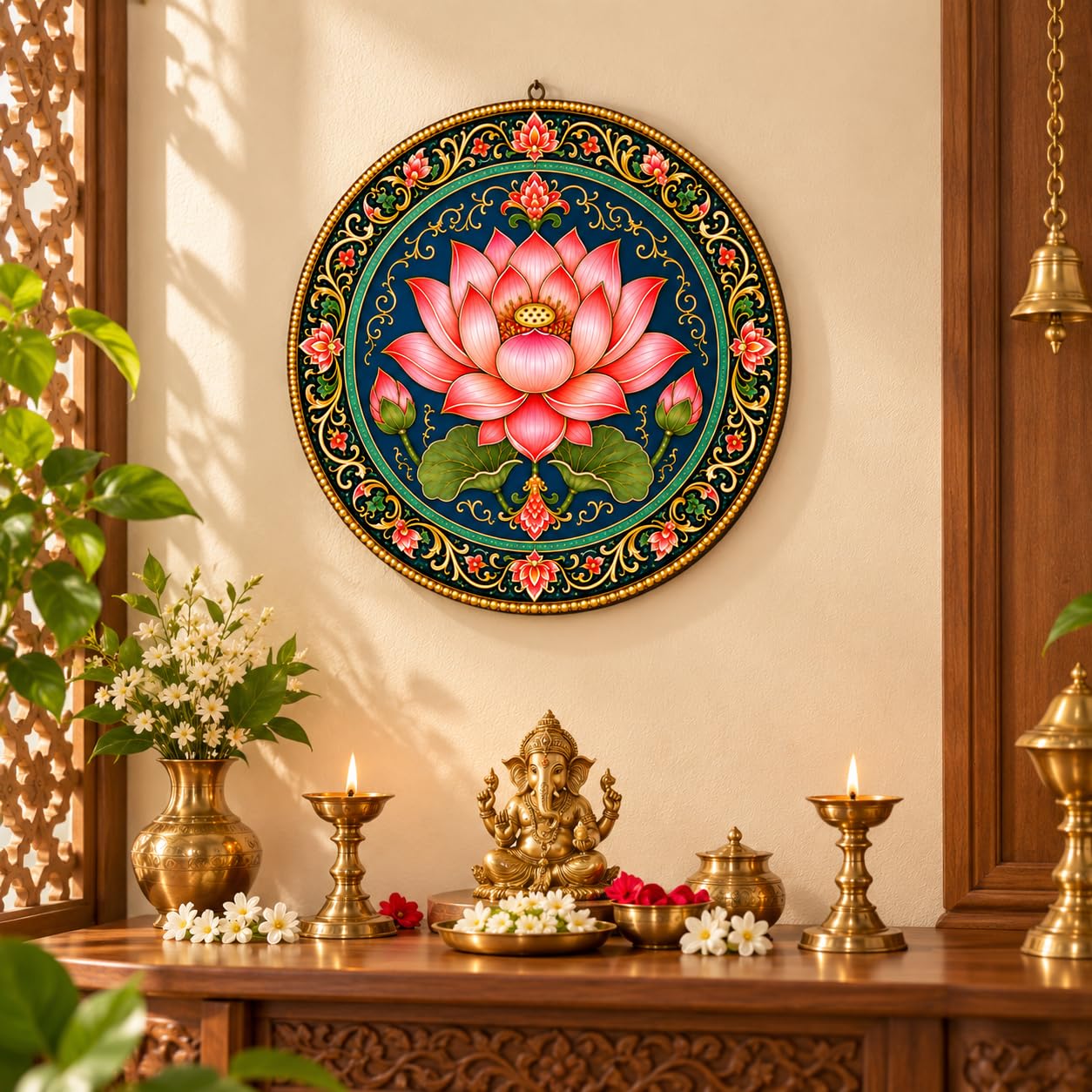 Traditional Pink Mandala Wall Hanging for Living Room