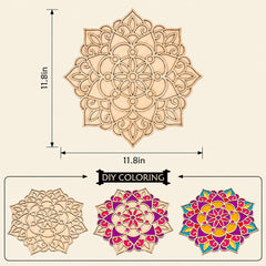 round wooden mandala coaster for home decor