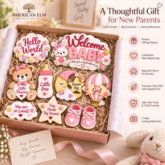 Welcome Baby Photo Shoot Kit Set of 9 Wooden Props Newborn Photography Decor Props Nursery Keepsake Themed Prop Set American Elm