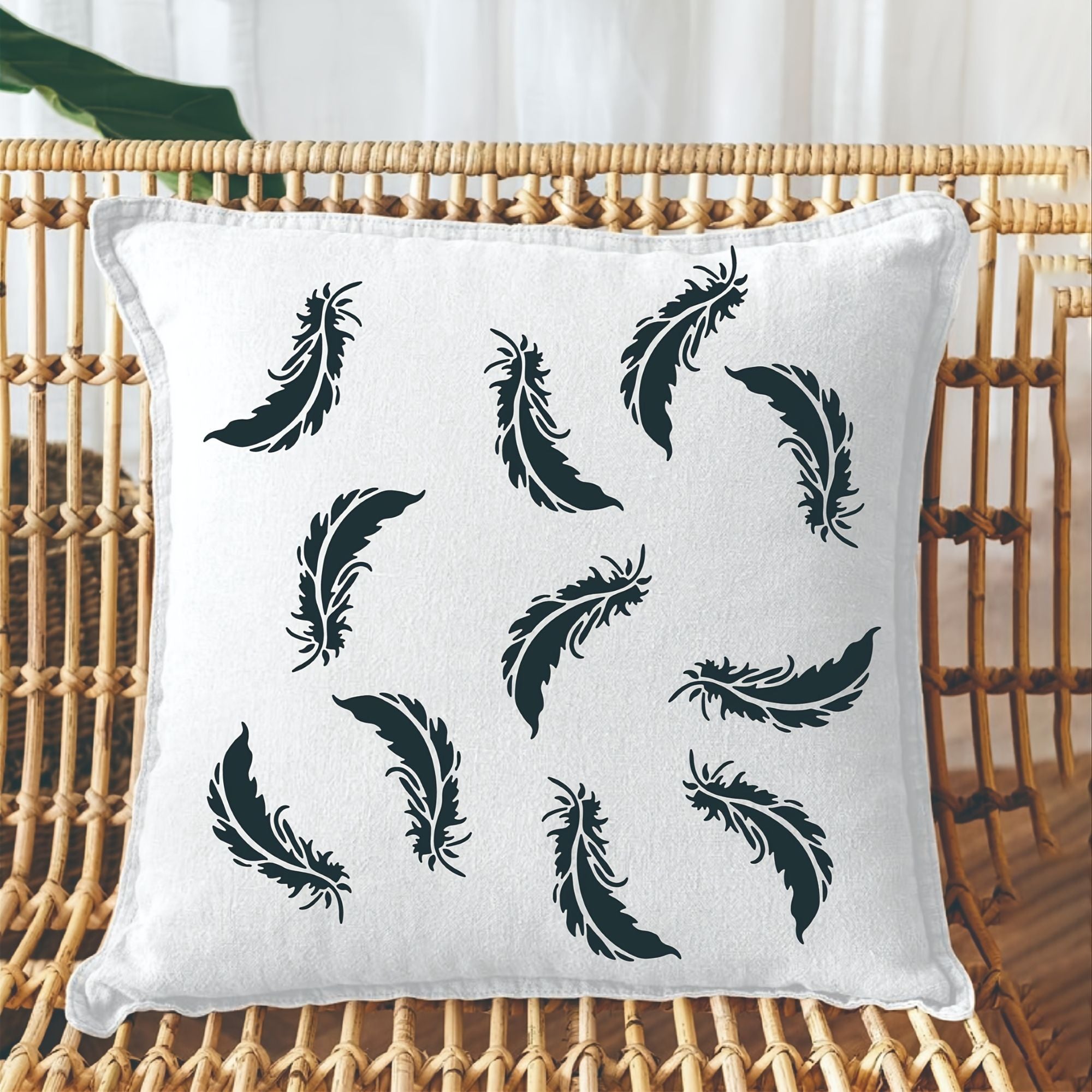 Nature Feather Stencil Design