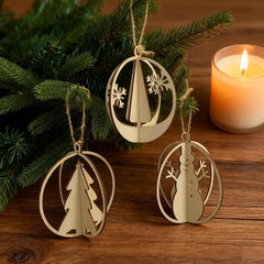 xmas wooden hanging ornaments
