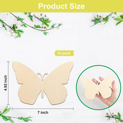 American Elm 10 Pcs Unfinished Wood Butterfly Ornaments DIY Craft Kit Round Discs for Hanging Decor