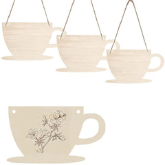 Bulk pack wood beverage mug shapes with hanging rope