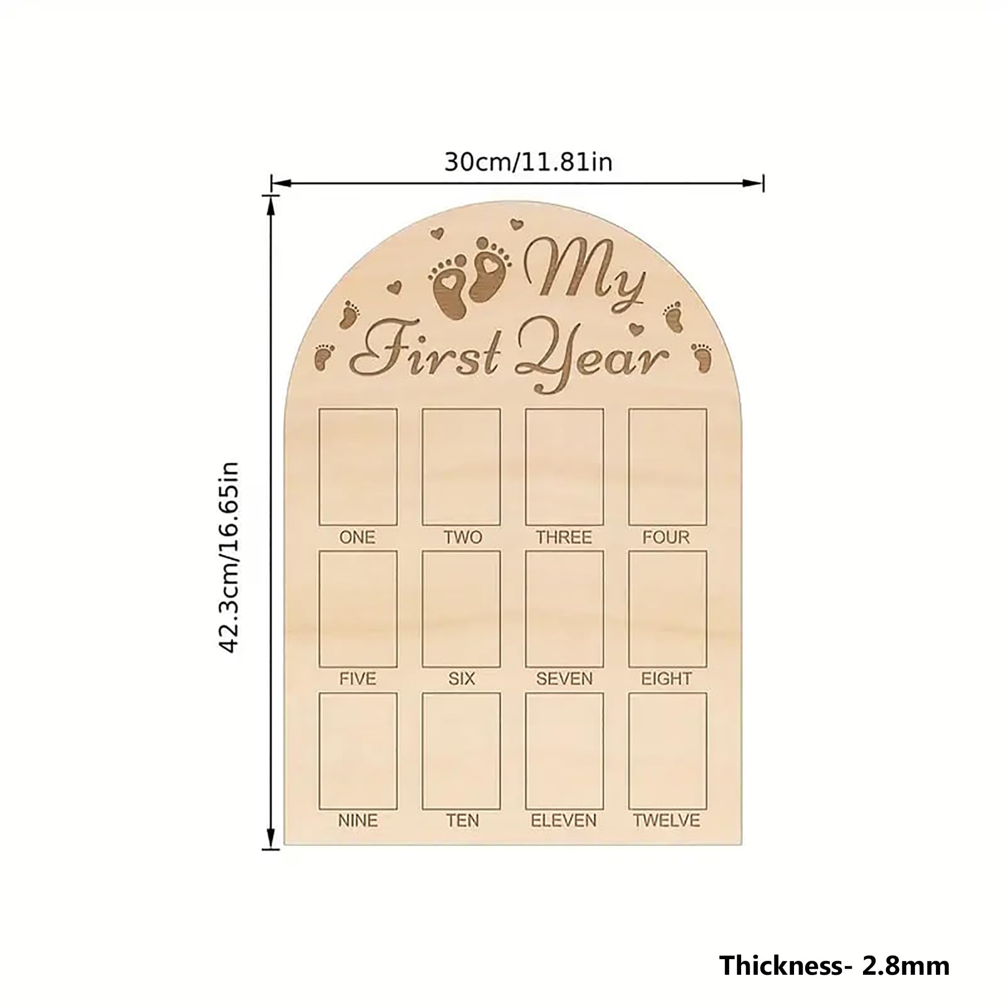 wooden baby first year photo frame 12 month display
