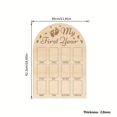 wooden baby first year photo frame 12 month display