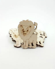 American Elm 12 Pcs Wooden Lion Cutouts Jungle Animal MDF Shapes for DIY Crafts, Animal Theme Wood for Kids