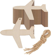 Stack of cardboard airplane shapes with twine on a white background