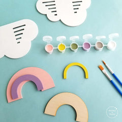 American Elm Wooden Rainbow Paint Kit DIY Kid Craft, Birthday Gift, Baby Shower Activity, Party Favor, Rainbow Decor, Lasercut Wood