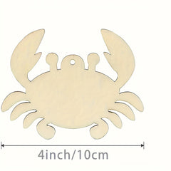American Elm 10 Pcs Wooden Crab Cutouts for DIY Crafts MDF Wood Shapes Retro Style Home Decor for Birthday, Party, Beach Theme, Nautical Wedding, Painting & Art Projects