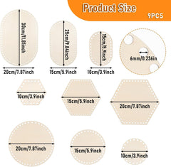 American Elm 9 Piece Wooden Basket Bottom Set Round/Oval/Hexagon MDF Bases for Crochet, Knitting & DIY Storage Craft Blanks