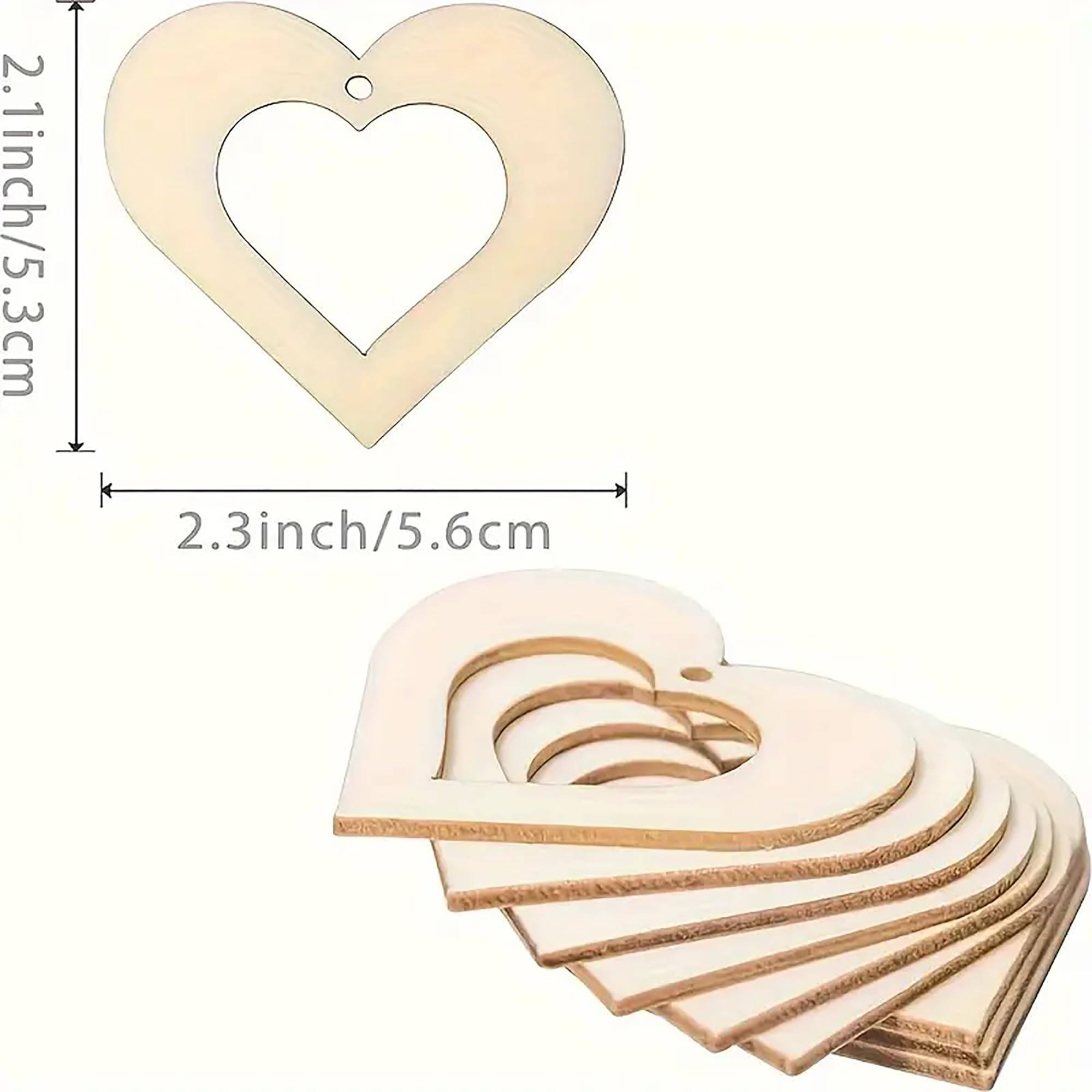 unfinished wooden hollow heart shapes for diy crafts