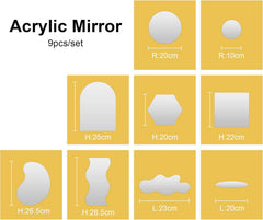 American Elm 9 Pcs Product Photography Props Acrylic Mirror Reflective Sheets for Jewelry Photography Simulated Glass Display