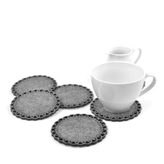 Cliths 6 Pack Napkin Shaped Felt Coasters Heat Resistant Drink Pads, Washable Dark Gray Table Protectors for Hot & Cold Beverages