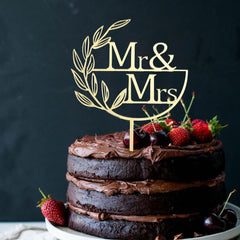 American Elm Mr and Mrs Cake Topper Mirrored Wedding Topper for Bride Groom Anniversary Cake Decorations MDF Elegant Party Decor