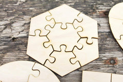 Cliths Pack of 9 Wooden Puzzle Blanks Puzzles Square, Heart & Hexagon Shapes for Painting Crafts