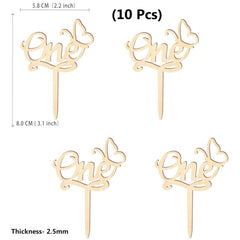 Cliths Pack of 10 Wooden Butterfly Cake Toppers MDF First Birthday, Baby Shower & Wedding Decor