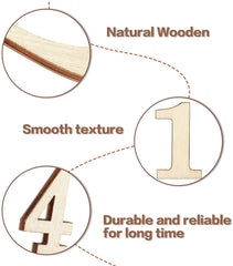 Wooden numbers with close-up of texture and durability on a white background