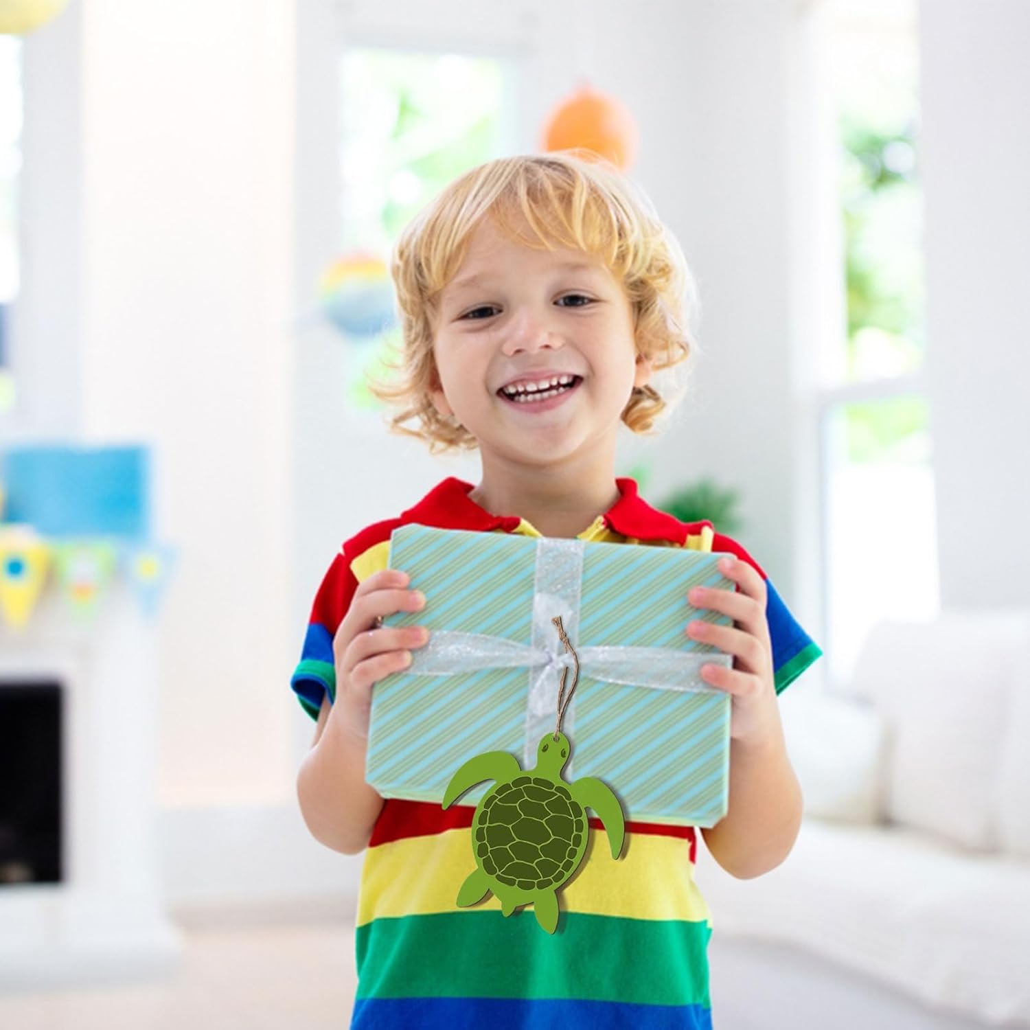 wooden turtle shape tags for gifts and handmade projects