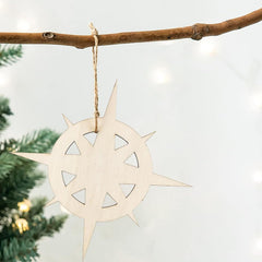 laser cut compass wooden cutout for diy crafts