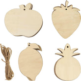 Cliths 32 Pcs Wooden Fruit Cutouts Apple, Lemon, Pineapple & Strawberry Shapes Unfinished MDF Craft Blanks for DIY Decor & Gift Tags