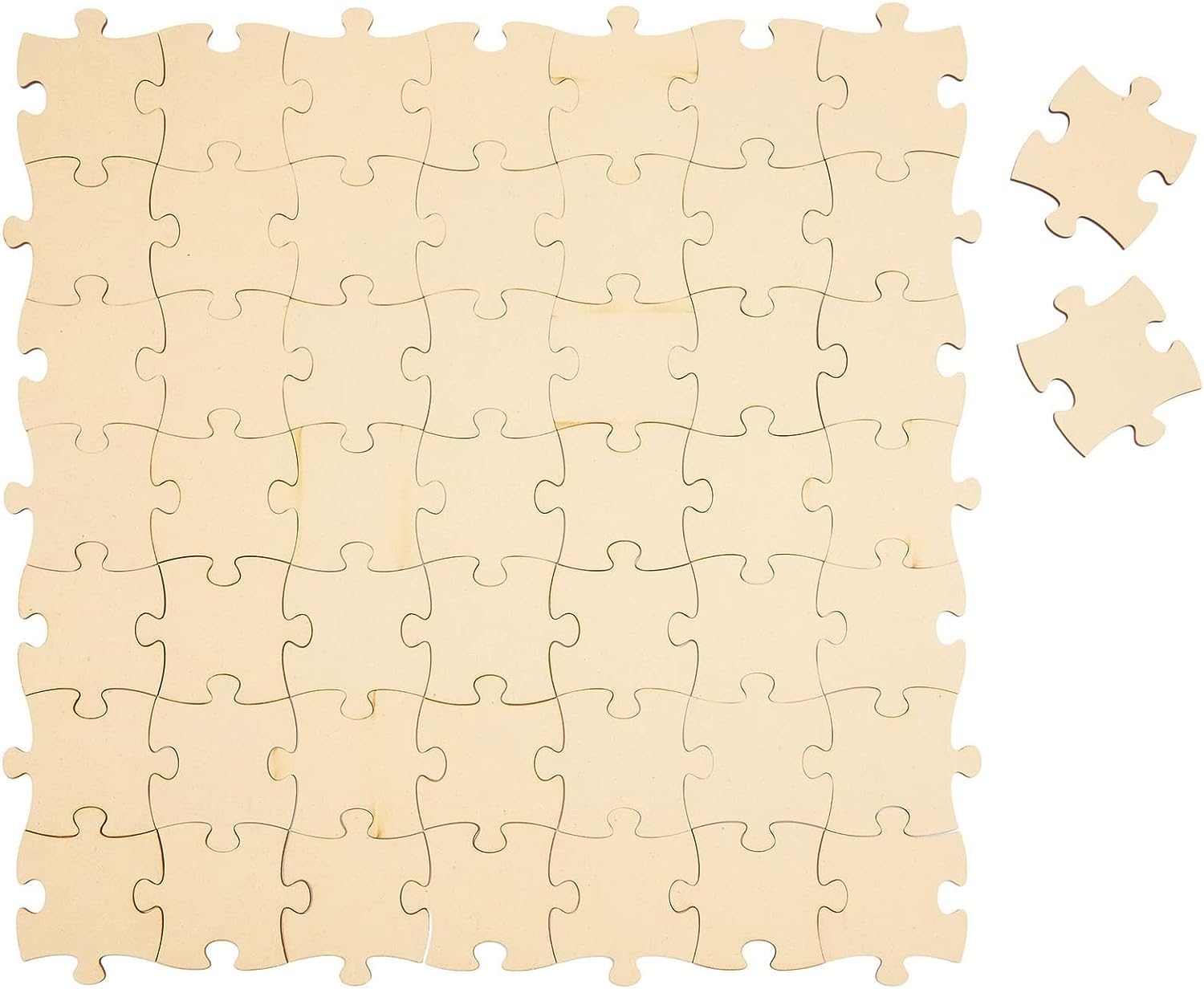 Beige puzzle with missing pieces on a white background