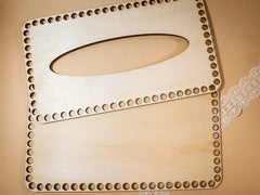 Cliths Pack of 2 Rectangle Tissue Box Bases for DIY Crochet Baskets MDF Blank for Knitting, Storage & Craft Projects