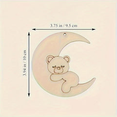 wooden bear moon ornaments