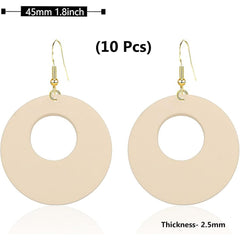 Cliths Pack of 10 Round Wooden Earring Blanks Lightweight MDF Discs for DIY Jewelry Making, Craft Circles for Painting & Embellishing