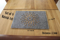 American Elm Set of 8 Rectangle Felt Placemats Table Mats with Aster Design Heat Resistant Non-Slip Dining Mats for Kitchen & Parties