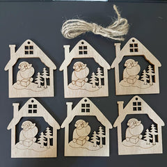 santa claus wooden ornaments for christmas tree