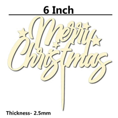 Cliths "Merry Christmas" Cake Topper Wooden Eco-Friendly Wedding & NYE Decor, Rustic Bridal Shower & Xmas Party Decoration