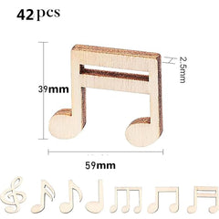 Cliths 42 Pcs Wood Musical Note Cutouts MDF Craft Shapes for DIY Home Decor, Music Themed Projects