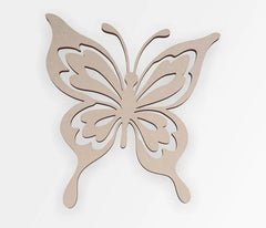 Wooden butterfly wall decor on a white background