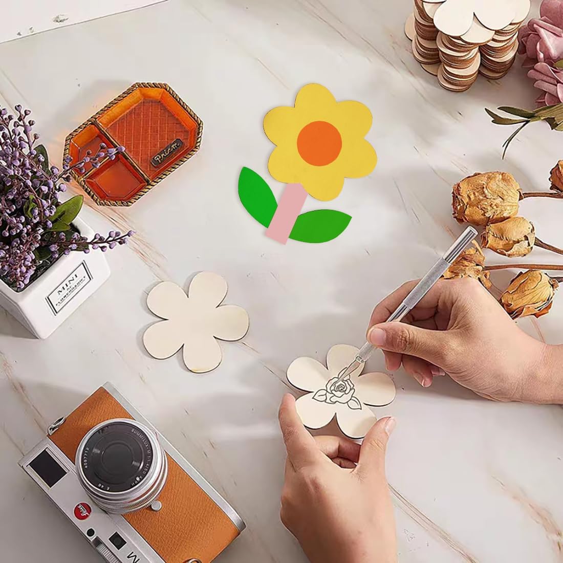 craft wood flower shapes for kids diy painting activity