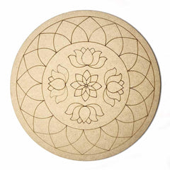 American Elm 2 Pcs Premarked MDF Lotus Shaped Engraved Design Mandala for DIY Art and Craft 6 Inch Art Décor Ideal for Premarked