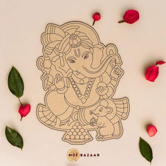 Cliths Wooden Ganesh Ji Cutout for DIY Craft Painting Premarked MDF Ganesha Shape for Kids Art Projects Indian Festival Decoration