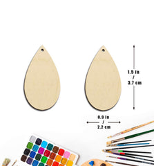 Cliths 50 Pcs Teardrop Wood Earring Blanks MDF Jewelry Making Kit for DIY Crafts (Lightweight, Beige)